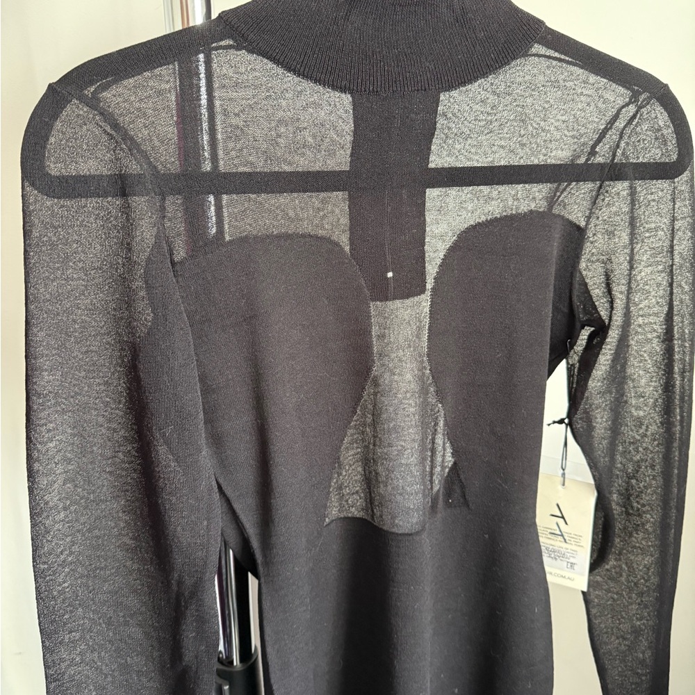Atoir Roma Dress - Chic Black Mesh Long Sleeve Dress - Picture 6 of 12
